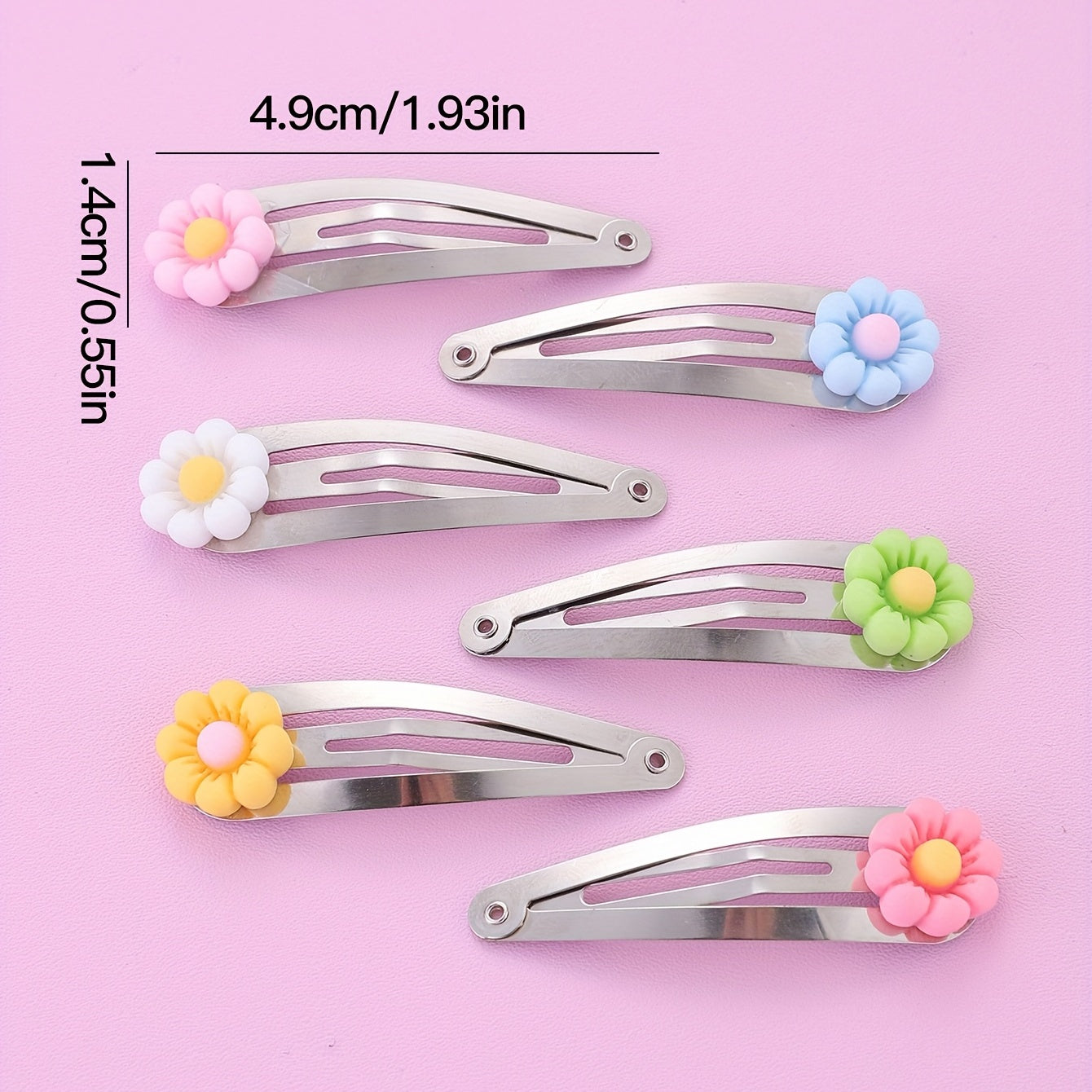 6pcs Resin Flower Hair Clip Snap Clip Y2K Candy Hair Slides Clip