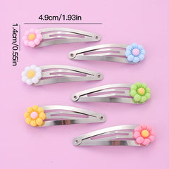 6pcs Resin Flower Hair Clip Snap Clip Y2K Candy Hair Slides Clip