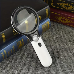 1pc Magnifying Glass With 3 LED Lights Ultra HD Reading Book Identification Size