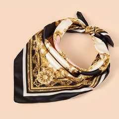 Retro Floral Print Bandana Silk Scarf Headband Holiday Accessory Gift