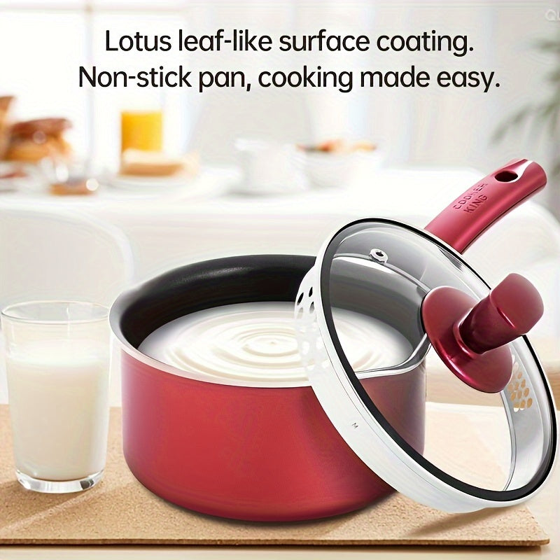 1qt Nonstick Saucepan with Glass Lid Induction Ready