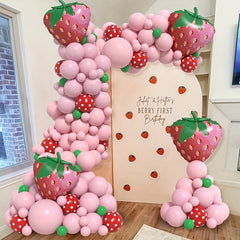 123pcs Strawberry Balloon Arch Kit for Baby Shower Birthday Party