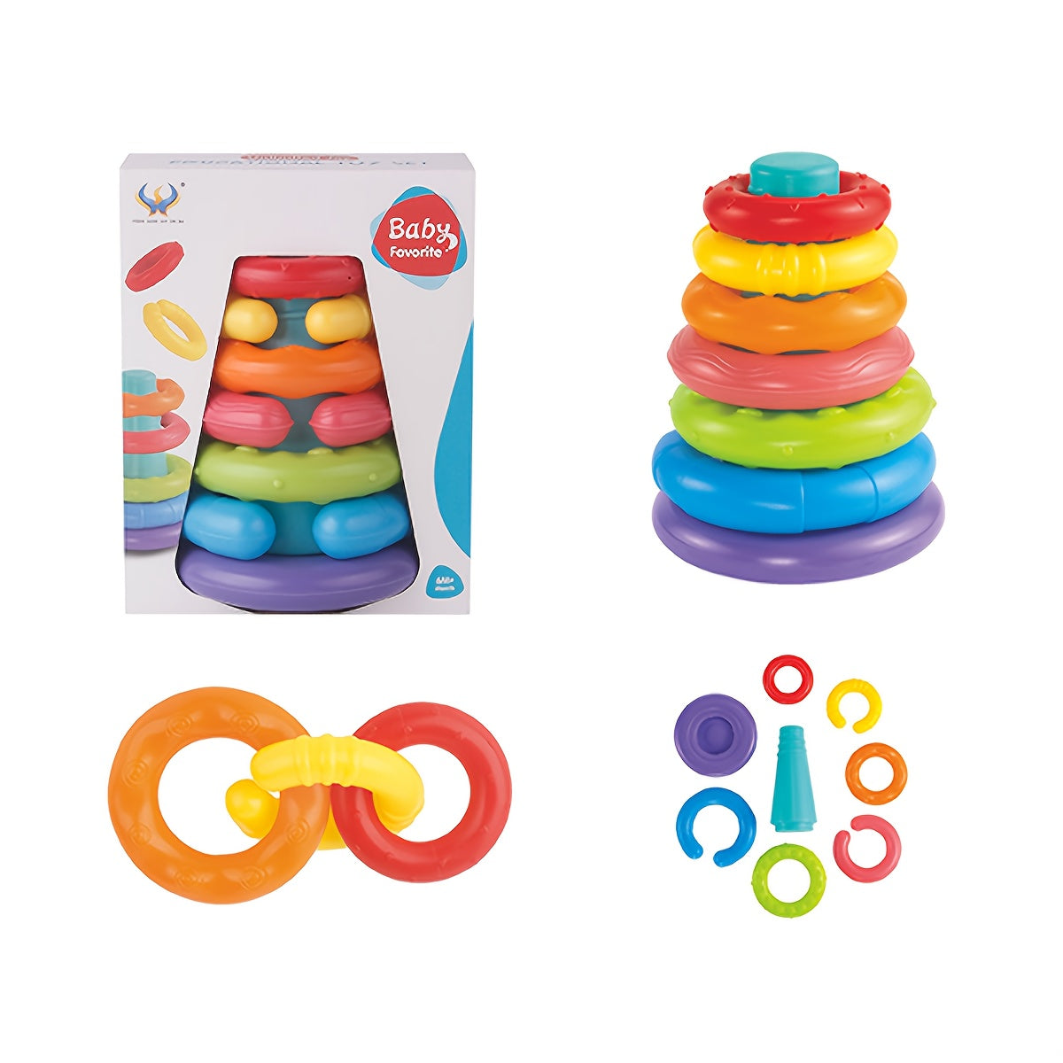 Rainbow Stacking Rings for Kids PE Material Toy