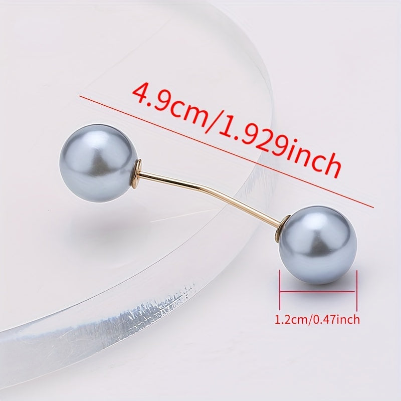 Faux Pearl Collar Clip Pin Women Clothes Brooch