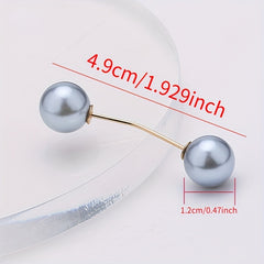 Faux Pearl Collar Clip Pin Women Clothes Brooch