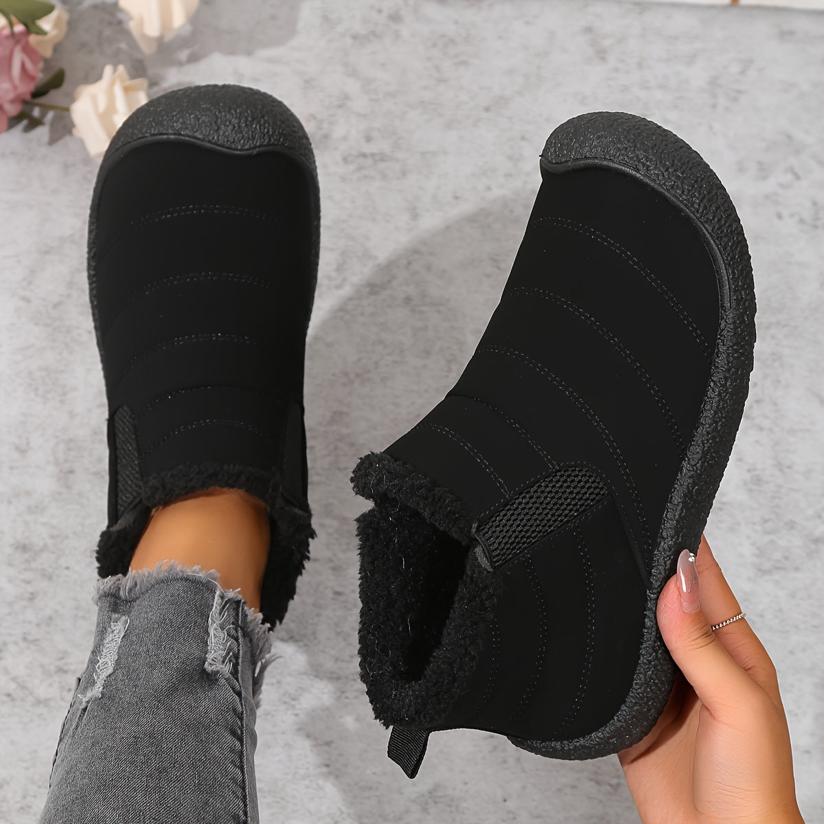 Women's Non slip Thickened Snow Boots Round Toe Warm Shoes