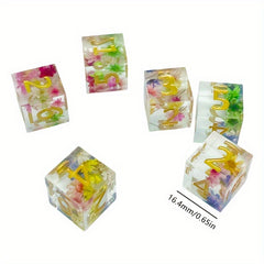 6pcs Resin Digital Dice Transparent Petal Dice For Board Game
