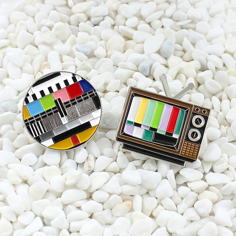 Retro TV Rainbow Striped Brooch