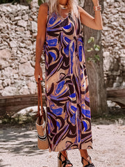 Women's Plus Random Print V Neck Maxi Tank Dress