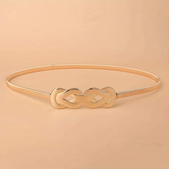 Geometric Knot Elastic Girdle Golden Silvery Dress Belt Metal Waistband Women