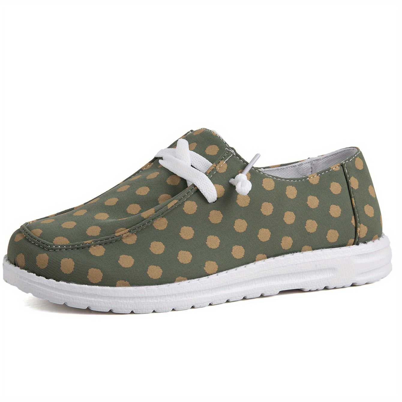 Yellow Polka Dot Canvas Shoes Lace Up Lightweight Walking Shoes