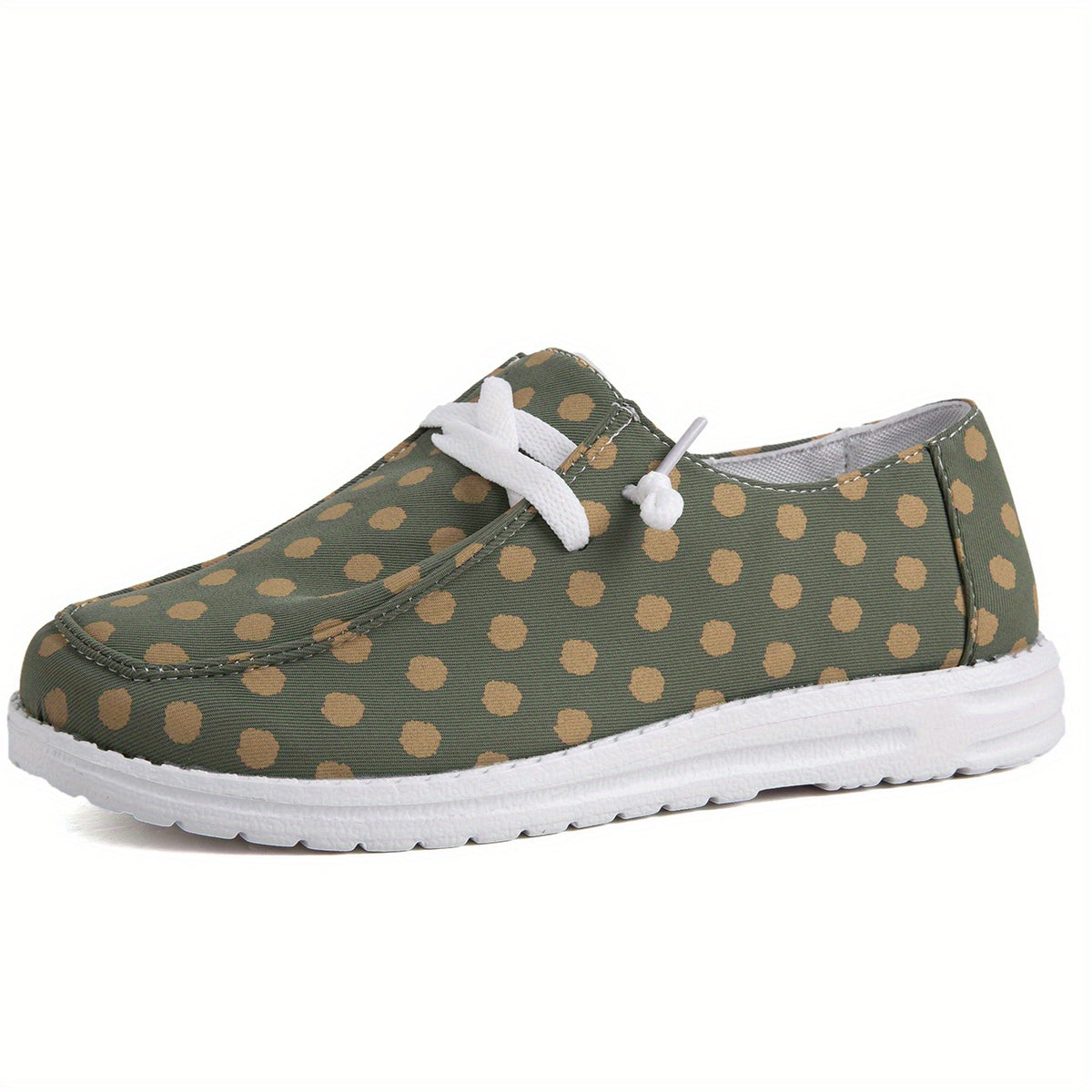 Yellow Polka Dot Canvas Shoes Lace Up Lightweight Walking Shoes