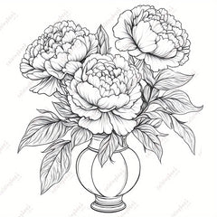 HQY Deluxe Peony Painting Coloring Book 22 Pages