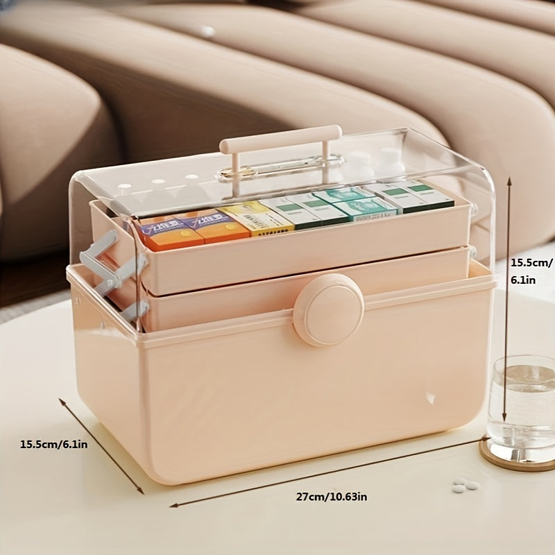 Large Capacity Makeup Storage Organizer with Transparent Cover & Handle