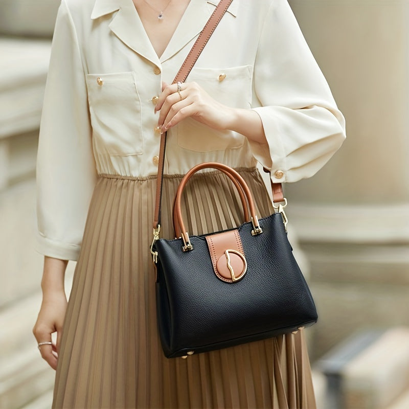 ZOOLER Buckle Decor Handbag Leather Crossbody Bag Women's