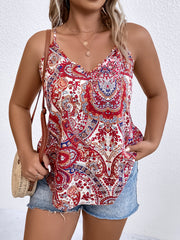  Paisley Print V Neck Summer Cami Top
