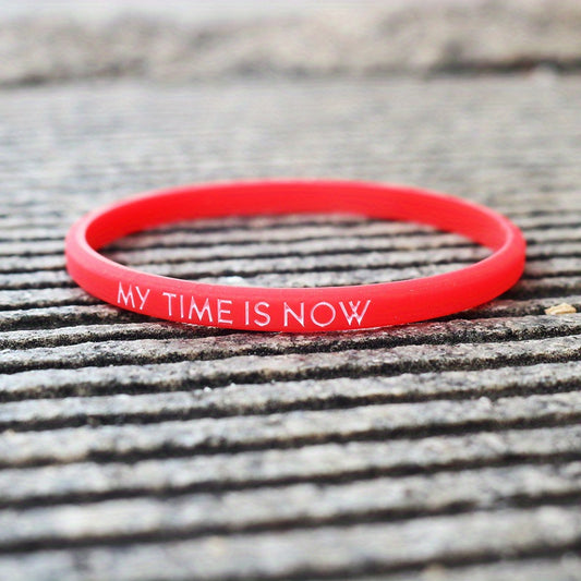 Letter Pattern Silicone Stretch Bracelet for Teens Girls