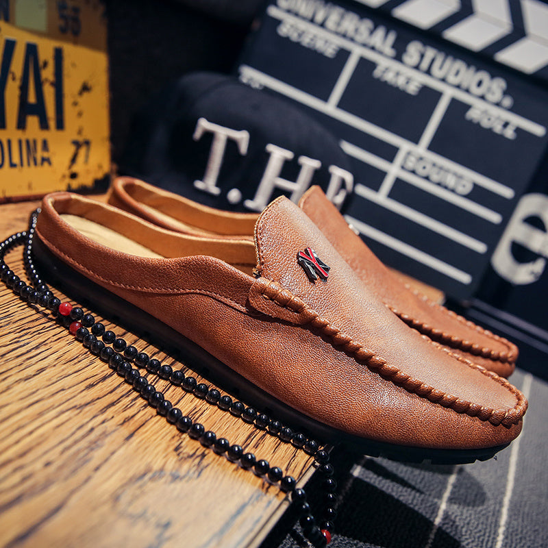 Men's Faux Leather Slip On Mules Lightweight Casual Shoes