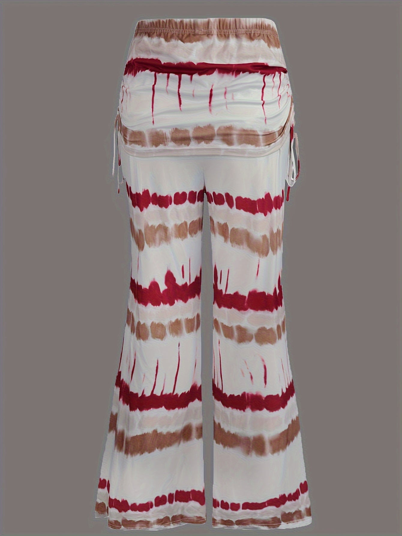  Tie Dye Ruched High Rise Wide Leg Trousers