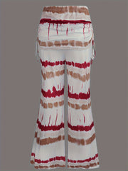  Tie Dye Ruched High Rise Wide Leg Trousers
