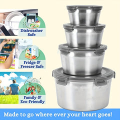 304 Round Stainless Steel Food Container Set with Lid