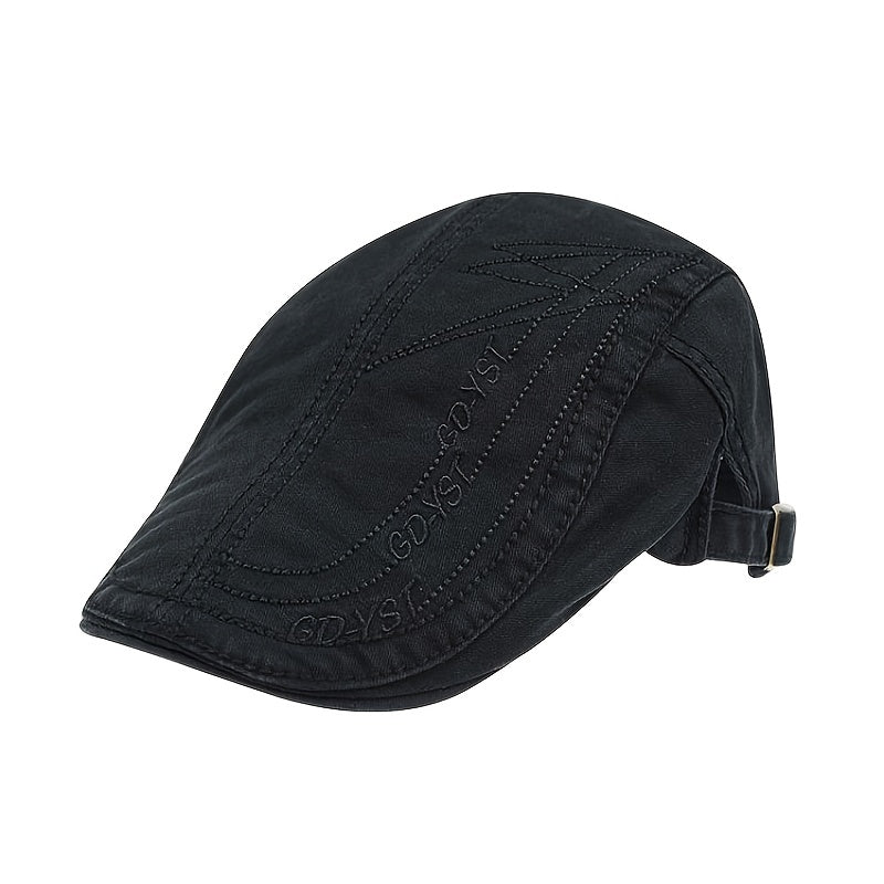 Men's Cotton Embroidered Letters Beret Hat Spring Autumn Adjustable Cap