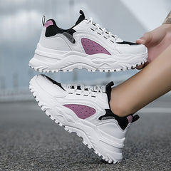 Women's Soft Sole Breathable Chunky Sneakers Lace-Up Casual Running Shoes
