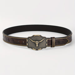Men's Casual Embossed Western Cowboy Belt Retro Clothing Accessory