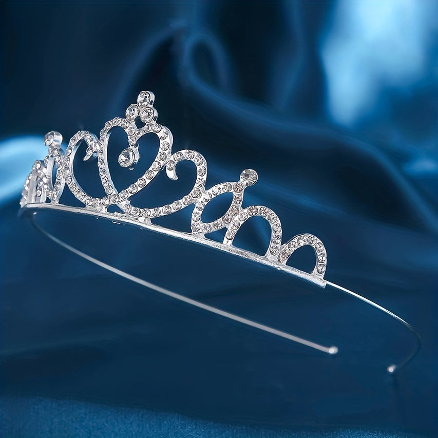 Silver Rhinestone Hair Band Queen Style Headpiece Crown Tiara