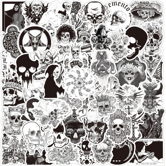 50pcs Gothic Skull Stickers Laptop Waterproof Vinyl Halloween Decoration