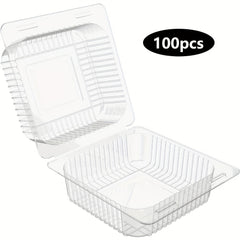 50/100 Clear Plastic Hinged Take Out Containers 5.3x4.7x2.8 Inch
