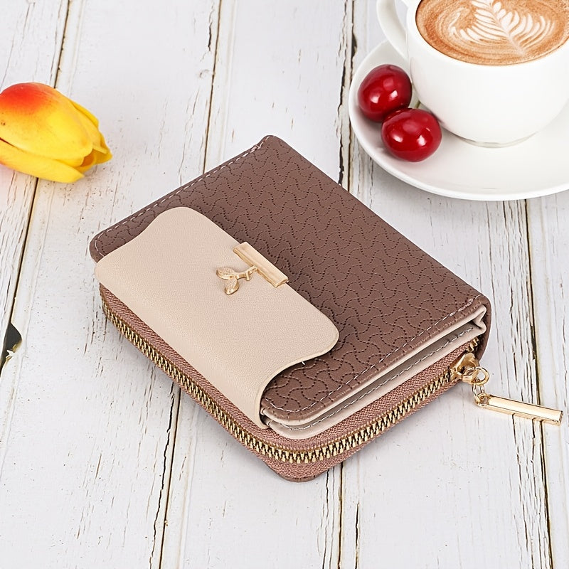 Women's Zipper Wallet with Buckle Bifold Pocket Coin Purse ID Window