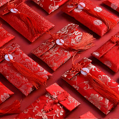 Chinese Knot Silk Red Envelopes Lucky Money Pockets For Spring Festival