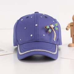 Rhinestone Dragonfly Summer Cap for Big Girls