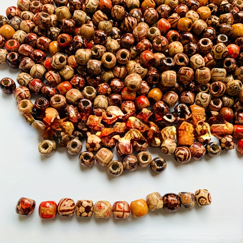 100-300pcs Mixed Size Shape Wooden Beads Large Hole Craft Beads