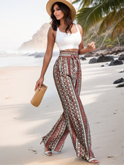  Geometric Print High Waist Loose Pants