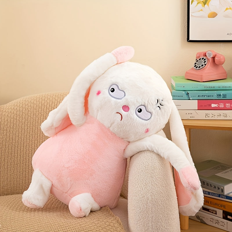 Ultra Soft Angry Rabbit Plush Toy and Pink Stuffed Bunny with Expressive Eyes