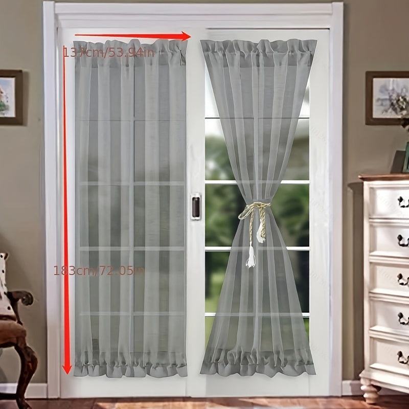 French Door Curtain Semi Transparent Gauze Binding Rope