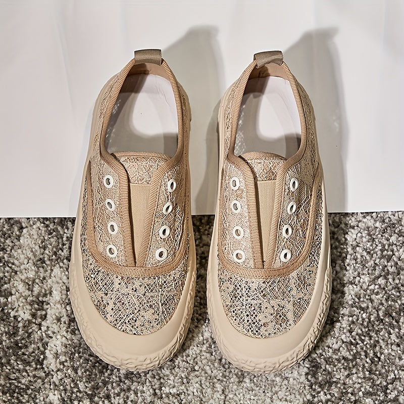 Women's Slip On Weaving Sneakers Breathable Walking Shoes