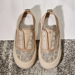 Women's Slip On Weaving Sneakers Breathable Walking Shoes