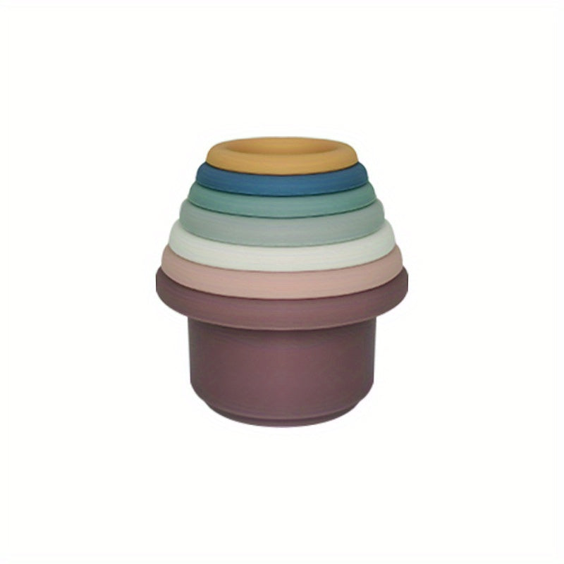 Rainbow Stacking Tower Baby Stacking Cups Silicone Jenga Educational Toys