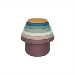 Rainbow Stacking Tower Baby Stacking Cups Silicone Jenga Educational Toys