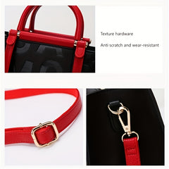 Classic Embossed Tote Bag Colorblock Shoulder Satchel Bag