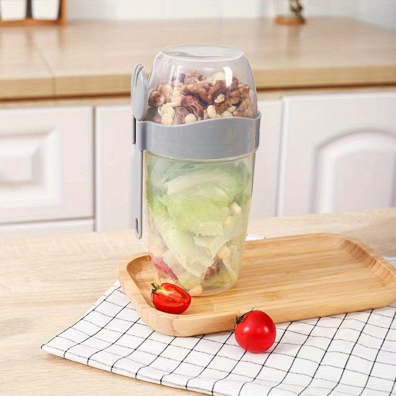 Leakproof BPA Portable Breakfast Cup with Fork for Yogurt Oatmeal Salad Lunch