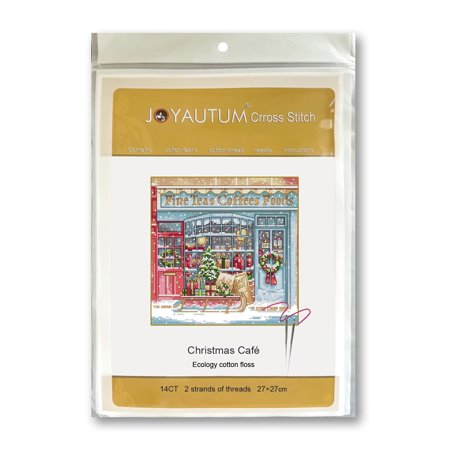 Christmas Coffee House Cross Stitch Kit for Beginners