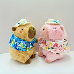 Summer Pink Capybara Plush Toy for Beach Vacation Vibes