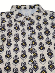  Allover Print Long Sleeve Shirt & Loose Pants Set