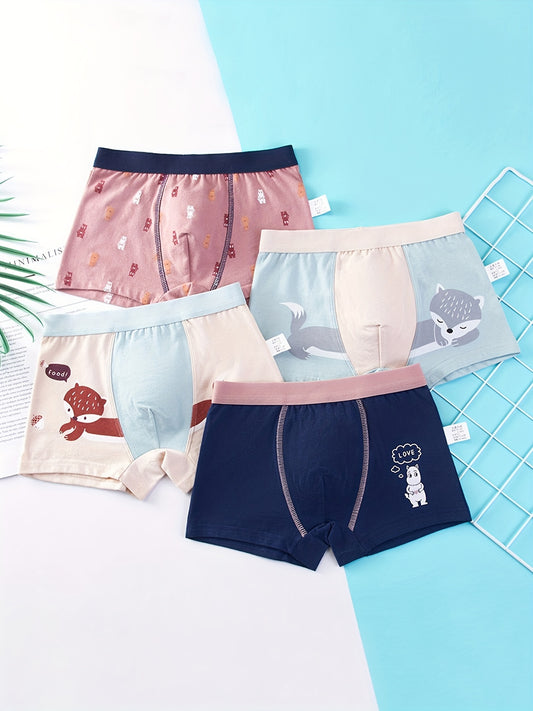 4pcs Boys Dinosaur Boxer Briefs Soft Breathable Underwear