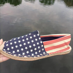 Women's Flag Pattern Flat Casual Shoes Slip On Low Top Round Toe