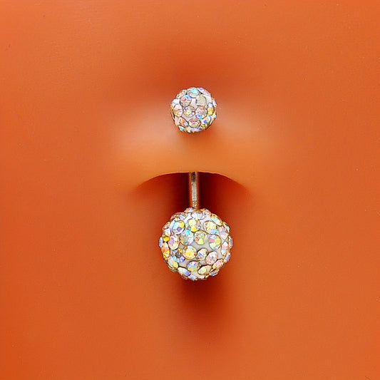 Zircon Belly Button Ring Stainless Steel Navel Piercing